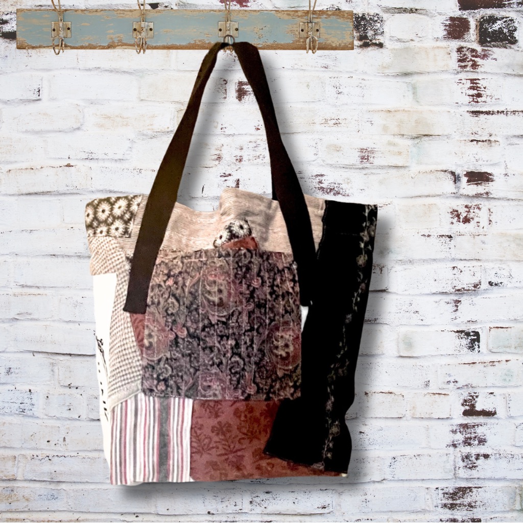 Patchwork Junk Gypsy Tote, Upcycled Fabric Tote, Handmade Quilted Tote Bag